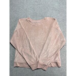 Women Pink Dkny Sweater Size Medium Long Sleeves Round Neck